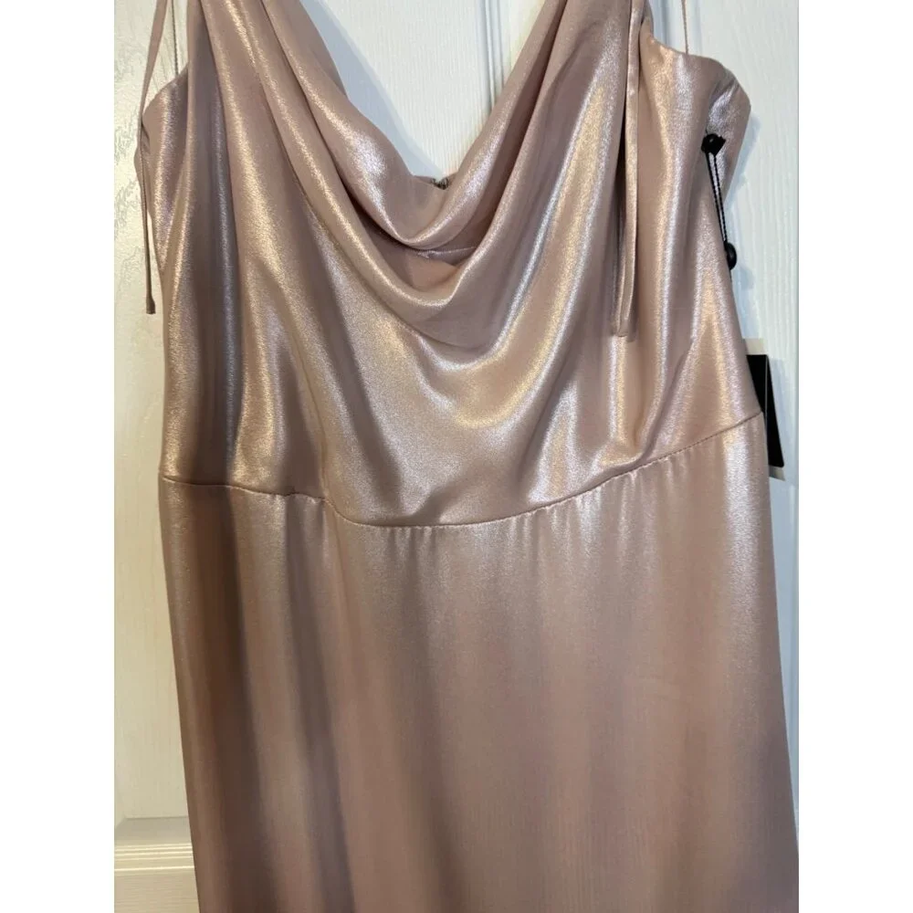 Adrianna Papell Dress 16 Blush Pink Cowl Neck Party Wedding Cruise NEW $199